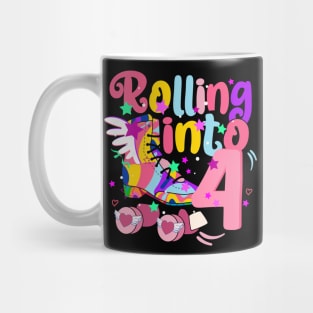 rolling into 4 - 4th birthday girl roller skates theme party Mug